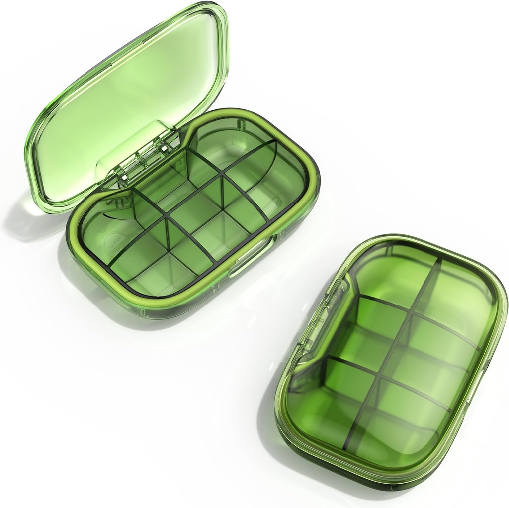 6 השוואת נסיעות גלולות Box, גלולות מארגנת Moisture Proof Pill Case, Small Pill Box for Pocket Purse, Daily Portable Medicine Box, Fish Oil Box, Box(Green)