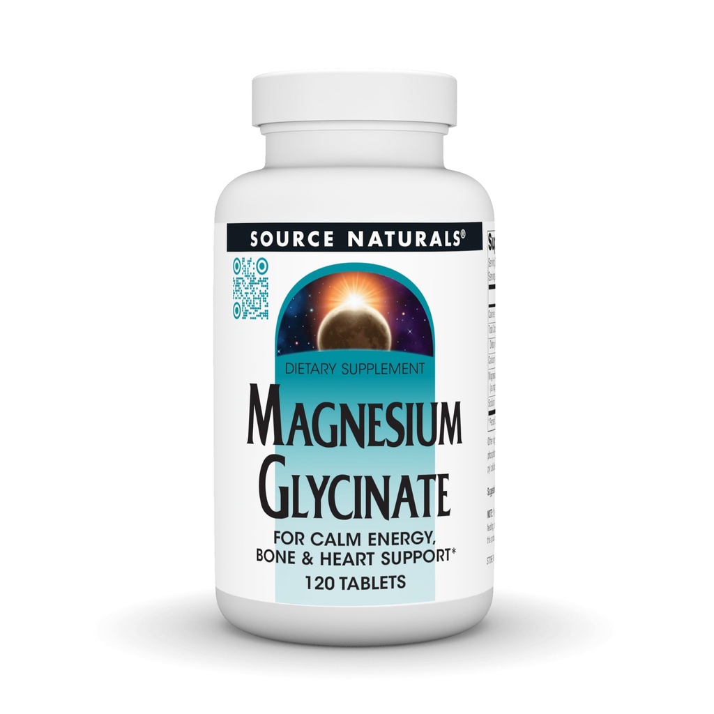 מקור Naturals Magnesium Glycinate, צ'אד עבור Absorption גבוהה | עבור Calm Energy, Bone & Heart Support*, 200 מ"ג לשרת - 120 טבליות