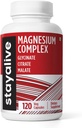 פורש משולש Magnesium מורכב 500 מ"ג, Chelated Glycinate, Citrate & Malate אבקת, גבוה Absorption Magnesium עבור נשים וגברים, 120 טבליות, non-GMO & Gluten-Free כמוסות
