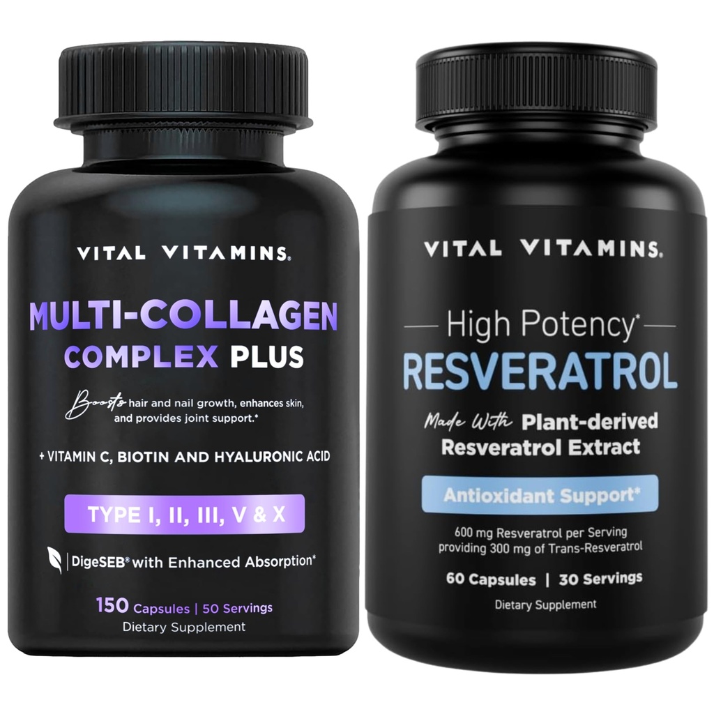 ויטמין Vitals Multi Collagen Complex Plus כמוסות + reveratrol קפסולות