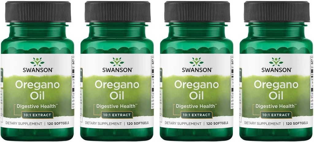 Swanson Oregano שמן 10:1 לחלץ - תוספת טבעית לקידום בריאות וחוסן תמיכה - תמיכה במערכת העיכול של Gastro ו Urinary Tract בריאות - (120 Softgels, 150 מ"ג כל אחד) (4 Pack)