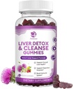 Liverנקה Detox & תיקון חניכיים - חדש פורמולה Liver תמיכה תוספת עם חלב Thistle Silymarin,Dandelion, Artichoke Extract & Elderberry - No Sugar, Liver Health Supplement - 60 חניכיים טבעוניות