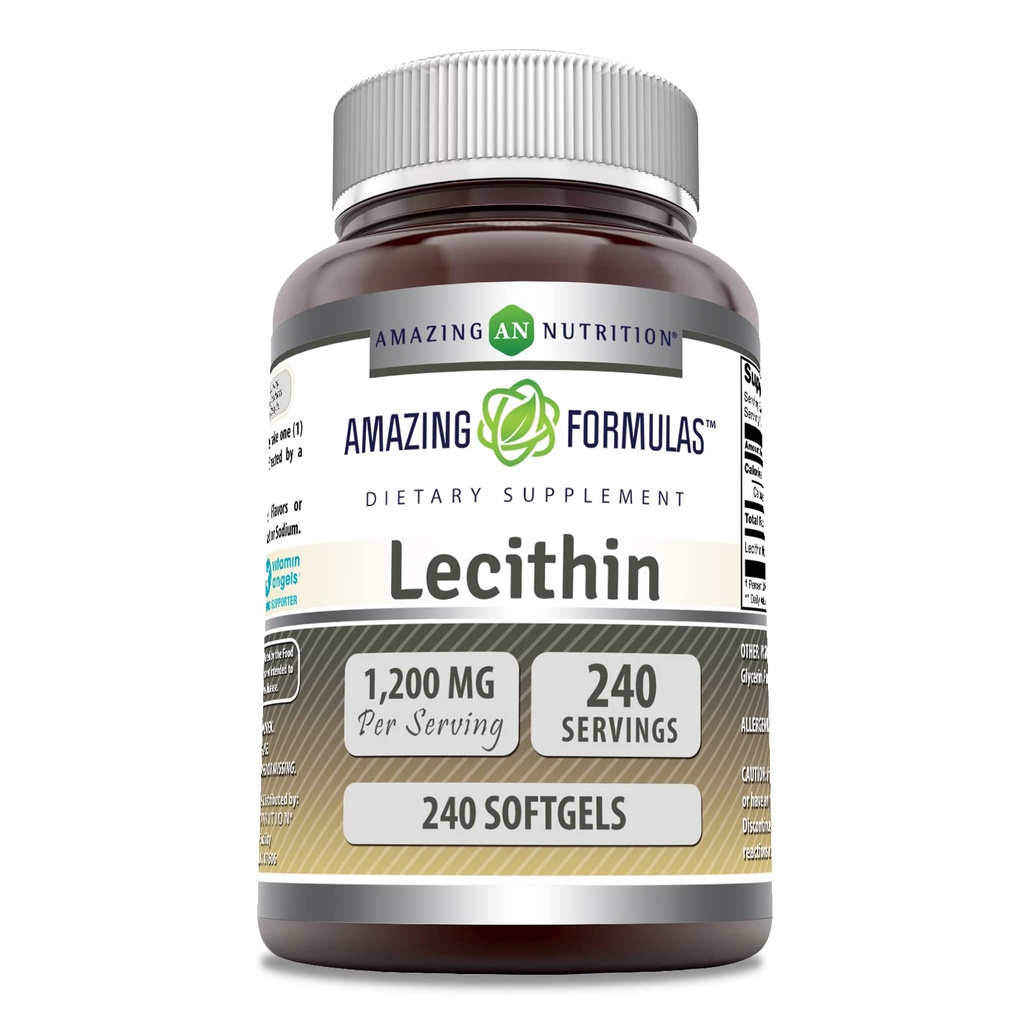 פורמולה מדהימה Lecithin 1200 Mg | Softgels תוסף | Non-GMO | Glu-Free | Made in USA (1 Pack | 240 Count)