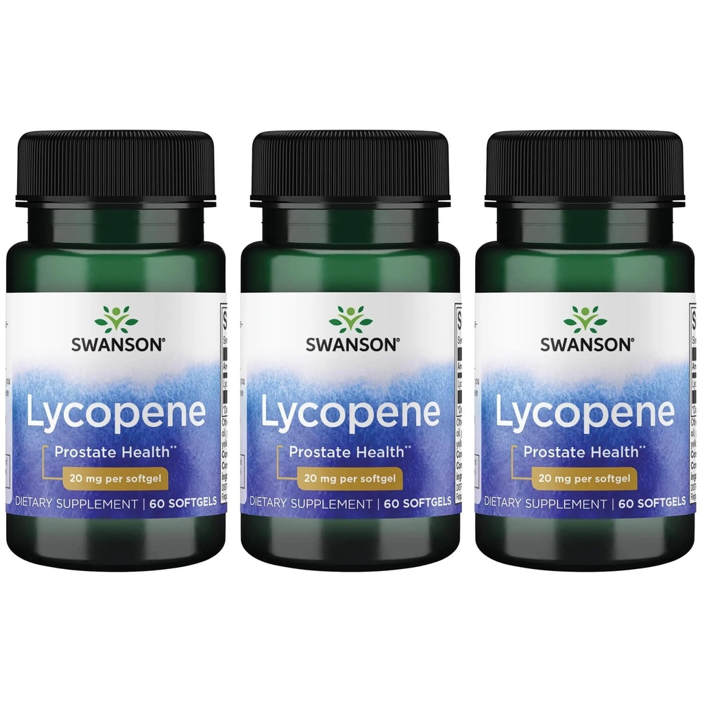 Swanson Lycopene - תוספת טבעית לקידום בריאות הערמונית, בריאות הלב, ותמיכה בלחץ הדם בטווח הרגיל - תוספי בריאות גברים - (60 Softgels) 3 Pack