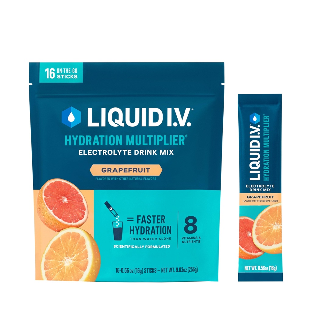 נוזל I.V. hydrotion Multiplier - Grapeפרי | Electrolyte אבקת שתול | 1 Pack (16שרתים)