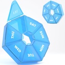 מארגנת גלולות שבועיות, 2 Pack Portable Pill Box Medicine מקרה 6 צבעים (Seven Day) מהדורה חדשה עבור ויטמין / שמן שמן שמן / פילים / Supplements-Arthritis Friendly (כחול)