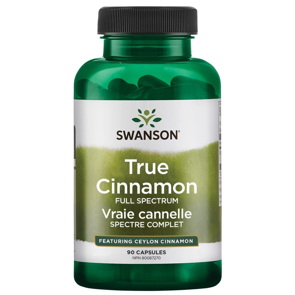 Swanson Full Spectrum True Cinnamon - תוסף צמחי - (120 קפסולות, 300 מ"ג כל אחד)