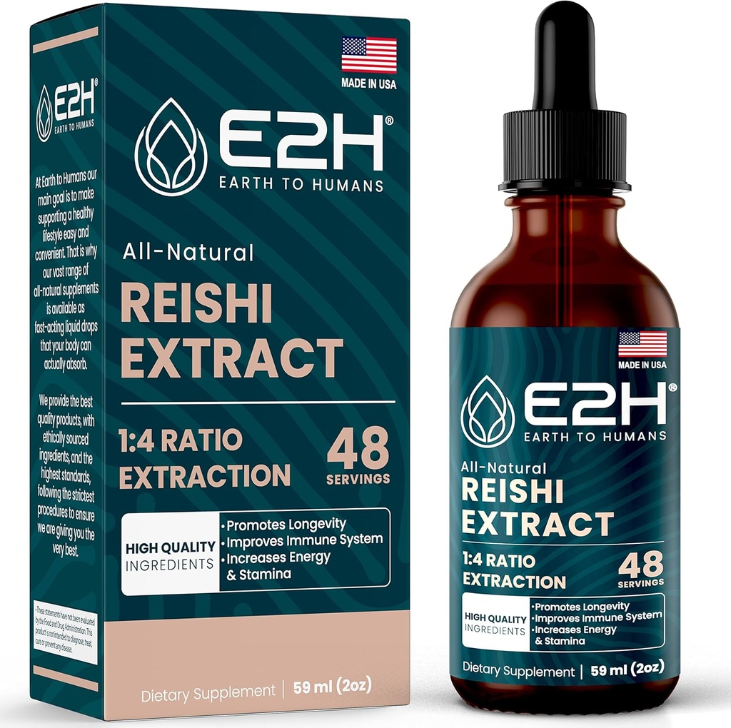Reishi Mushroom תוסף - Faster Absorption Than Reishi Mushroom קפסולות או אבקה - תמצית Reishi Mushroom מקדם את תוחלת החיים - Reishi Mushroom Tincture - 2 Fl Oz על ידי E2H