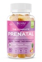 SUKU Prenatal Multivitamin Gummies - Folate, Calcium, ויטמין D3, B12, K2 - Sugar-Free, Vegetarian, Gluten-Free הריון תומך - Pineapple Peach Flavor - 60 Count Count