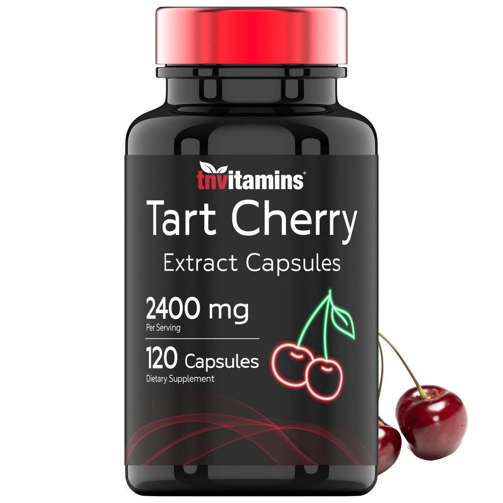 טארט צ'רי קפסולות (2400 MG - 120 הרוזן) | מ- Montmorency Cherry Extract; מספק Antioxidants, Anthocianins, & Phytonutrients | Tart Cherry for Sleep and More!