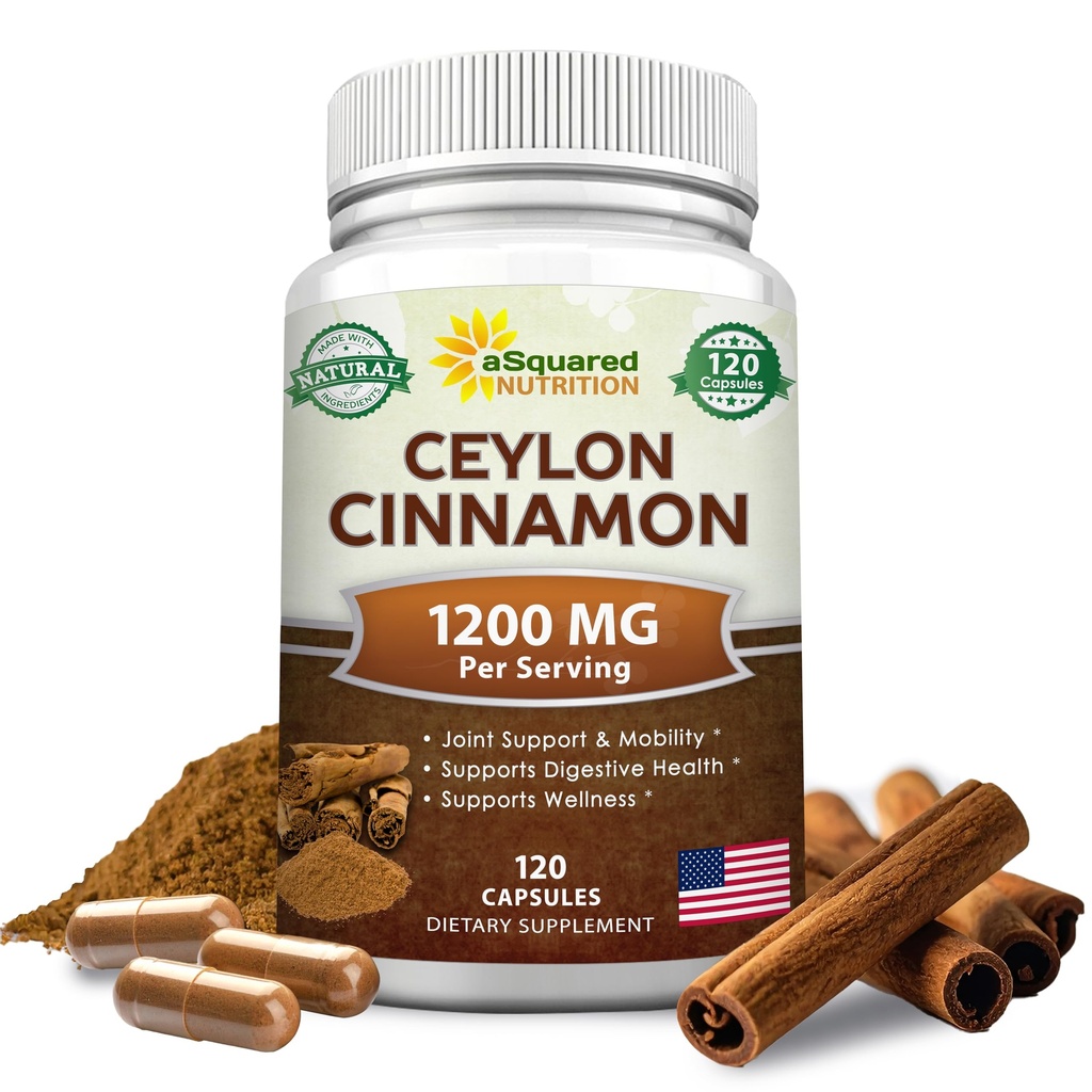 טבעי Ceylon Cinnamon 1200 מ"ג - 120 קפסולות, True Cinnamon מסרי לנקה, גלולות תוספי תזונה לקדם בריאות הלב