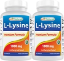 Best Naturals L-Lysine 1000 מ"ג 180 טבליות (Pack of 1) (2 בקבוקים)