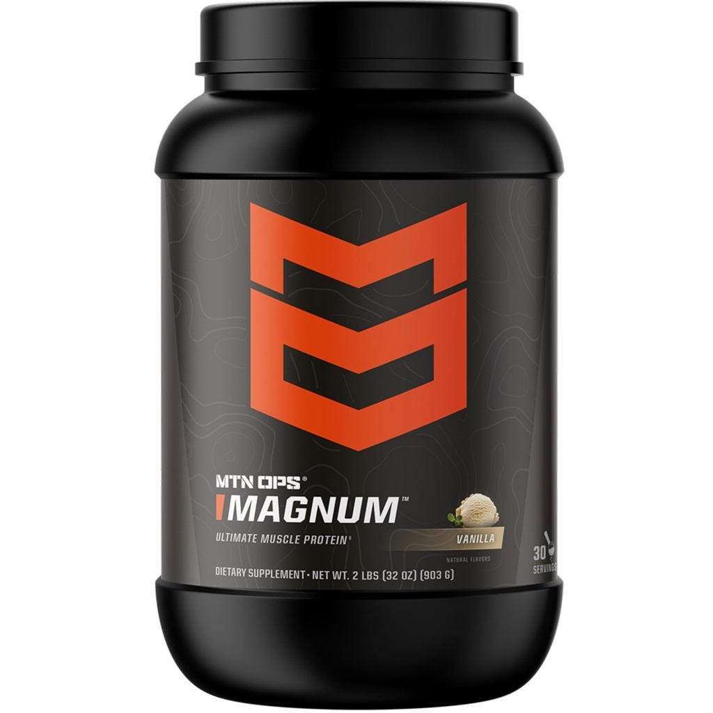 אבקת חלבון MTN OPS Magnum Vanilla, 23g של Whey Isolate חלבונים וחלב עם BCAAs, Zero Sugar & Gluten Free, Vanilla Milkshake, 30 משרת Tub