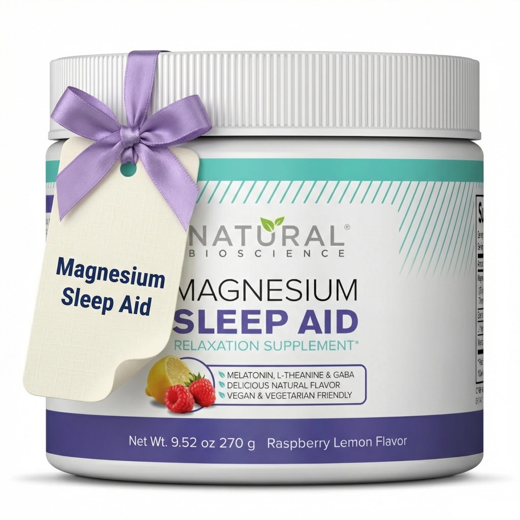Magnesium Sleep Night אבקת - Magnesium Citrate, Magnesium Glycinate עם מלטונין, L-theanine ו- GABA Sleep Aid, Natural Sleep, Vegan, Gluten-Free, Raspberry Flavor