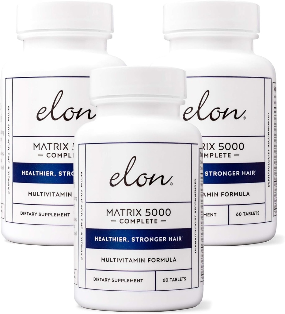 אלון מטריקס 5000 מלא Multivitamin - עור, שיער וניק ויטמין צמיחה - ויטמין צמיחה בריא לנשים וגברים - 5000Mcg Biotin תוסף, חבילה של 3 (180 יום אספקה)