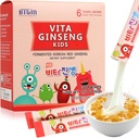 Vita גינזנג ילדים, ויטמין D, Zinc, 7 Berries, בננה, 20 ירקות, אבקת חלב לתמיכה בחיסון, Focus and Memory Boost, 30 Packets (1Set)