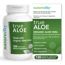 NatureCity True-Aloe Gut Health Support - 80,000mg Aloe Vera Gel Equivalent Per Serve - אורגני Aloe Vera (120 קפסולות) עבור Digestive, Skin & Joint Support