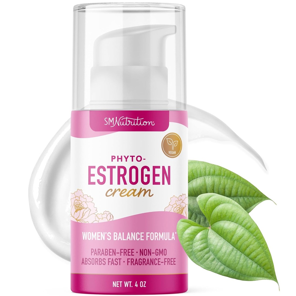 Phyto Estrogen Cream for Women with Wild Sea | Plant Based Hot Flash, Menopause & Menstrual Circle Support - Black Cohosh, Dong Quai, Red Clover | 96 שרתי נושא | 4oz Pump | טבעוני, Paraben-FreeFree FreeFree Circle Support