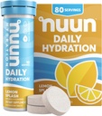 Nuun Daily Electrolyte Tablet with Magnesium, Calcium, Potassium, Chloride & Sodium, Gluten Free, Sugar Free, & Vegan, Lemon Splash Flavor, 8 Pack (80 המשרתים Total)