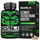 GORIL-X טסטוסטרון Booster עבור גברים - תוסף טסטוסטרון Workout - הגדלת גודל, כוח ואנרגיה - 1000 מ"ג זכר Enhancing Horyt Weed - Maca Root, Tongkat Ali & Tribulus Terrestris 60