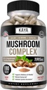 Kaya Naturals Premium Mushroom Complex Potent - תוסף Mushroom - קפסולות מורכבות Mushroom 1995mg Per Serve - איידס מערכת בריאות הנפש תמיכה מערכת החיסון, בריאות ו Vitality - 180 Count Count