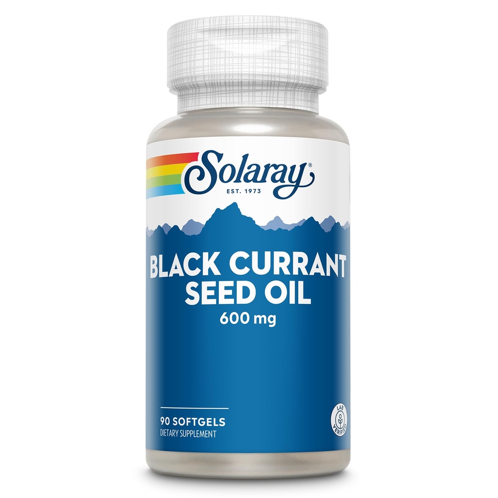 SOLAרי Black Currant Seed Oil 600 מ"ג - אספקת אנטי-חמצן, Gamma Linolenic Acid (GLA), Alpha Linolenic (ALA) ו- Linoleic Acid (LA) - תמיכה בבריאות העור - 60 ימים ערבות, 90 הגשה, 90 משרת, 90 גללס