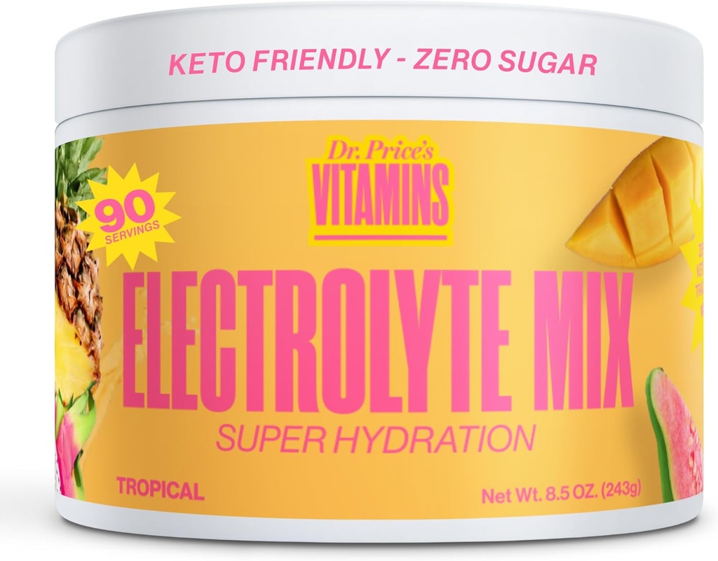 Dr. Price's Electrolyte Mix - אבקת ייבוש ללא סוכר עם 72+ Trace מינרלים | No Sugar, Fast-Disshoot Electrolytes אבקת Packets
