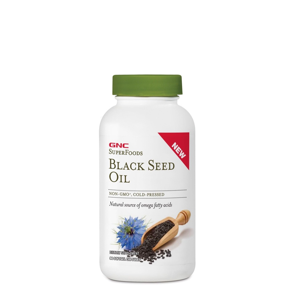 GNC Superfoods Black Seed Oil, מקור טבעי של אומגה Fatty Acids, 90 קפסולות Softgel
