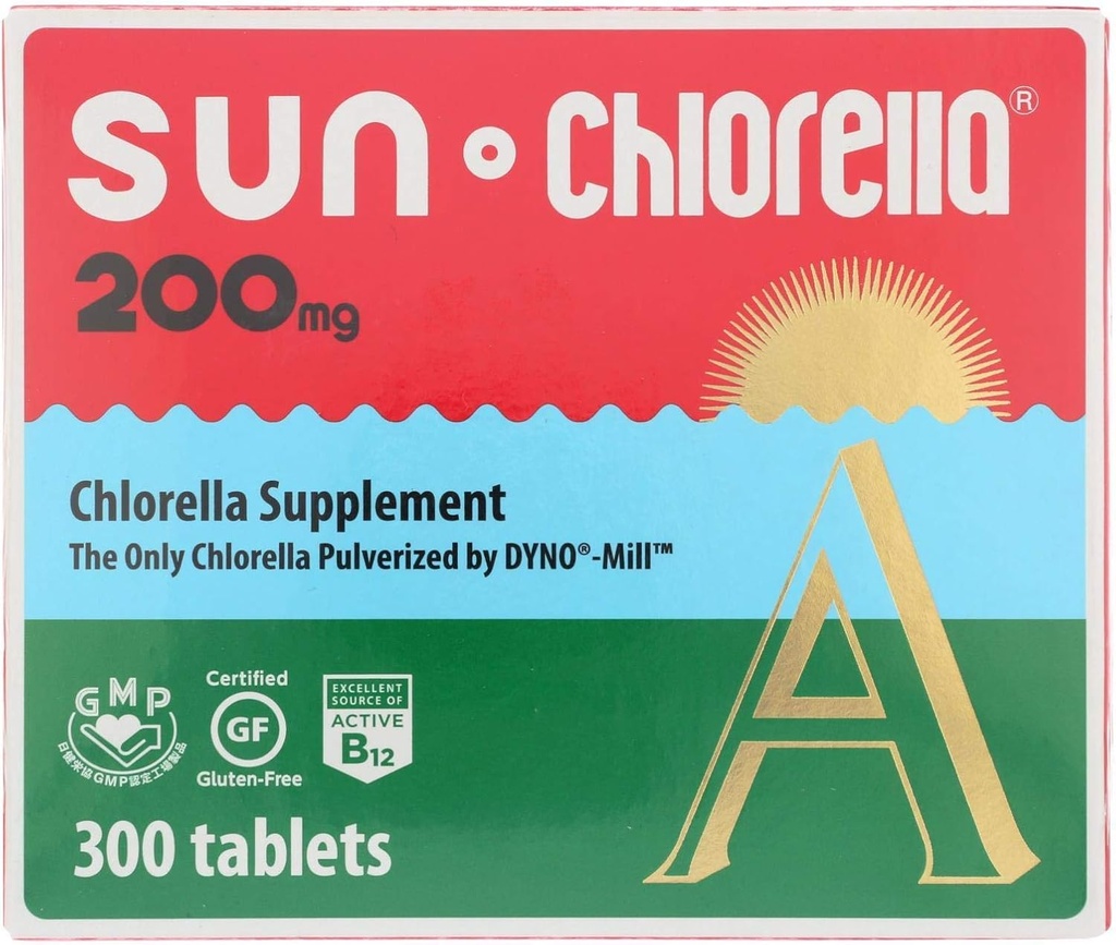 Sun CHLORella - Chlorella תוסף, ויטמין-Enriched and Vegan-Friendly Tablet (200 Mg - 300 ct)
