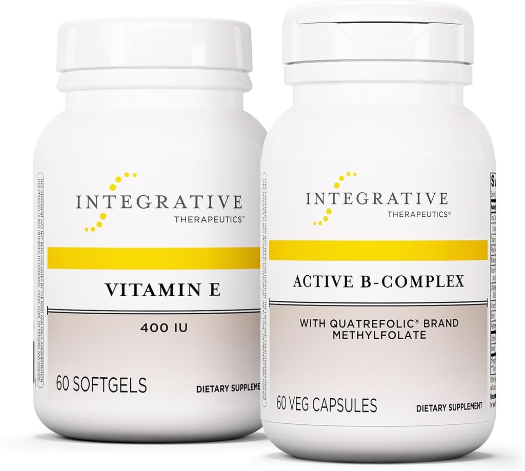 Integrative Therapeutics Bundle עם Active B-Complex, 60 קפסולות ווויטמין E, 60 Softgels - Active B-Complex כדי לתמוך במטבוליזם אנרגיה * - ויטמין E כדי לתמוך בבריאות הלב ואנטיoxidant פעילות *