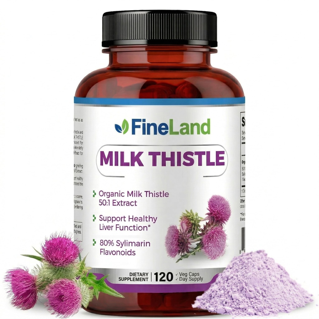 FineLand Milk Ittle Pills 50:1 לחלץ - 120 קפסולות טבעוניות - 20,000 מ"ג סטרנגאט עם 80% Silymarin Flavonoids - Liver & Antioxidant Support | 50X ריכוזed Seed לחלץ - non-GMO, Made in USA