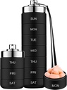 Mossime Metal Pill Productionser Weekly, Stackable Waterware Travel Pill Box, Largeאלומיניום Alloy Pill Case Container, BPA חינם 7 Day Daily Medicine מארגנת עבור ויטמין, שמן דגים, תוסף שמן,