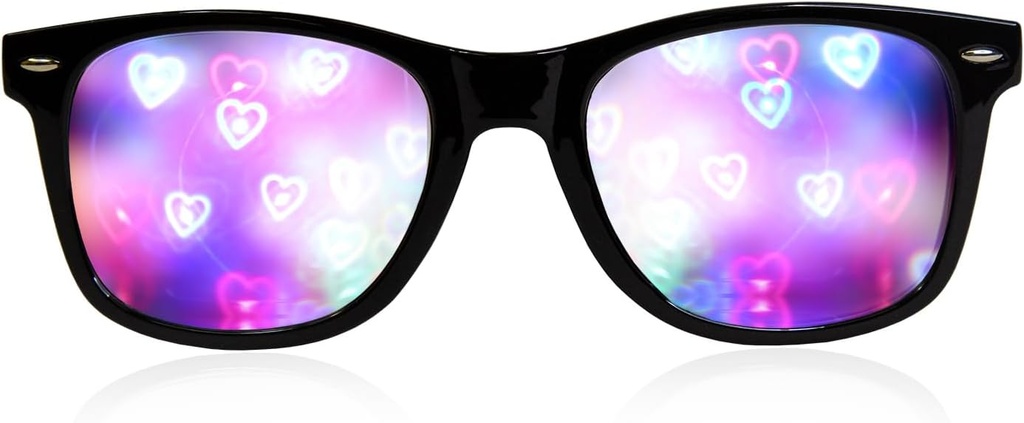 משקפי Diffraction - 3D Rainbow Heart Effect - Great Edm, Concert ו-Rave Accessory