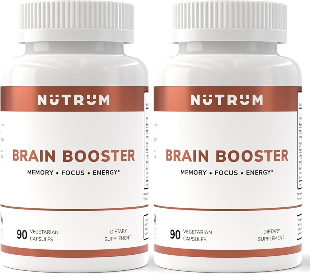 Brain Booster תוסף - Brain Power Nootropic תוסף - כדורי המוח עבור Focus, Memory, Clarity, Energy & Better Concentration with Alpha-GPC, L-theanine, Rhodiola, גינזנג, Guarana (Pack of 2)