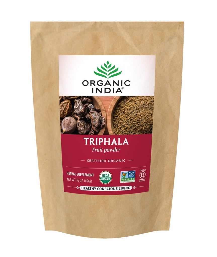 הודו האורגנית Triphala - Herbal Supplement with Amla, Bibhitaki, Haritaki, Digest, Digest & מושבת תמיכה, תמיכה במערכת החיסון, הסתגלות, טבעוני, USDA Certified אורגני - 1 lb Bag Bag