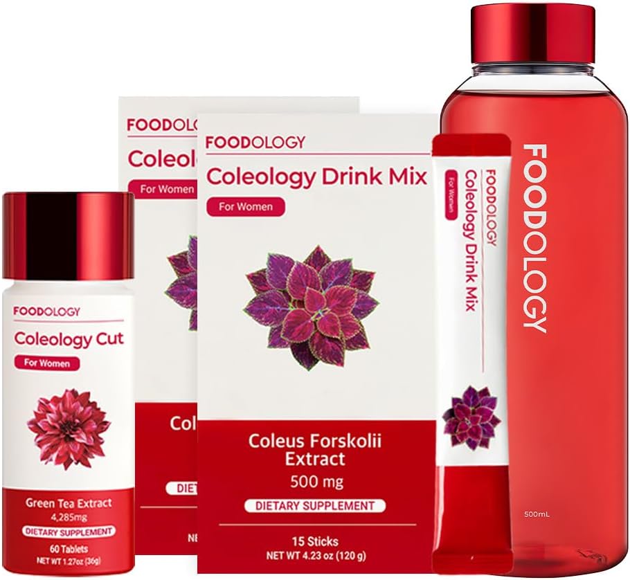 FOODOLOGY Redbottle 1-Month Burning Set/Coleology Drink(2ea) & Coleology Cut (1ea) & Water Bottle (1ea)