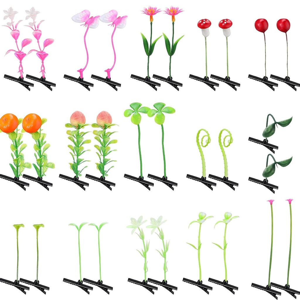 30 Pcs מעורב סגנון שיער קליפים לנשים & בנות - Bean Sprout, פרח, Grass, Butterfly Hairpins & Barrettes - גדול לבית הספר, בית, המסיבה, חג המולד