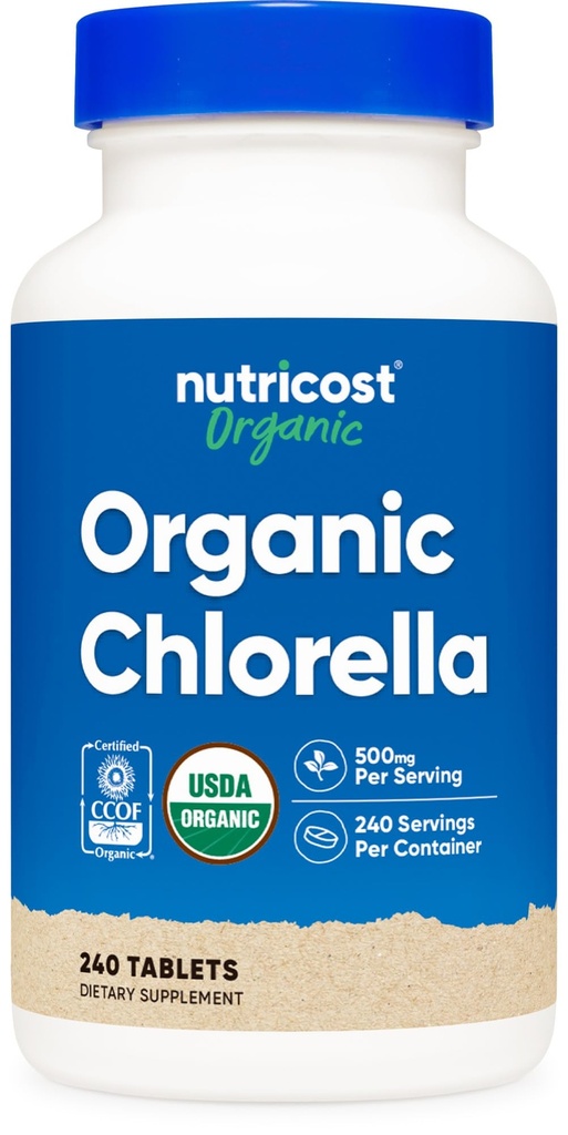 מזון אורגני Chlorella 500 מ"ג, 240 טבליות - Gluten Free, non-GMO