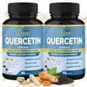 אורגני Cadane 2 Packs Quercetin תוספי קפסולות, 6in1 עם Turmeric, Berberine, Sting Nettle, Black Seed, Black Pepper - תומך במערכת החיסון - 4 חודשים אספקה
