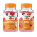 Lifeable Calcium Magnesium & Zinc Kids + Zinc Kids, Gummies Bundle - גדול Tasting, ויטמין תוסף, Gluten Free, GMO חינם, Chewable Gummy