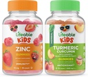 Lifeable Zinc Kids + Turmeric Curcumin Kids, Gummies Bundle - Great Tasting, ויטמין תוסף, Gluten Free, GMO Free, Chewable Gummy