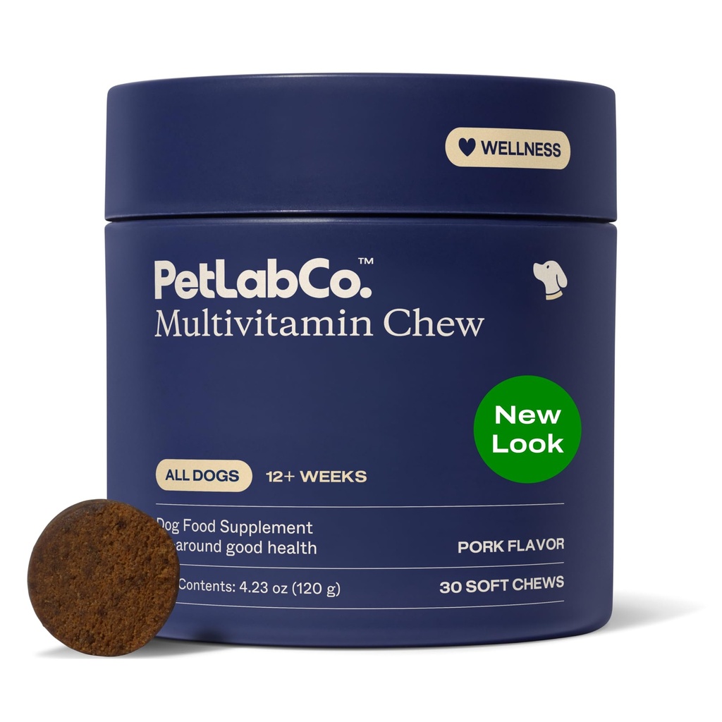 PetLab Co. 22 ב 1 כלב Multivitamin - תמיכה התגובה של הכלב, Skin, Coat, Joints & Total Health - ויטמינים A, E, D, B12, מינרלים, Antioxidants - Chewable Pork Flavor - Packaging May Vary