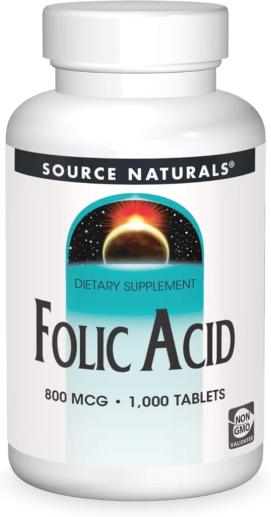מקור טבעי Folic Acid 800 mcg Dietary תוסף 1000 Tablet