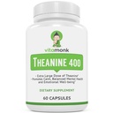 VitaMonk L Theanine 400 מ"ג תוסף - L-theanine 400 מ"ג ללא ממלאים מלאכותיים - תוספת כוח L Theanine תוסף - Ltheanine 60 קפסולות