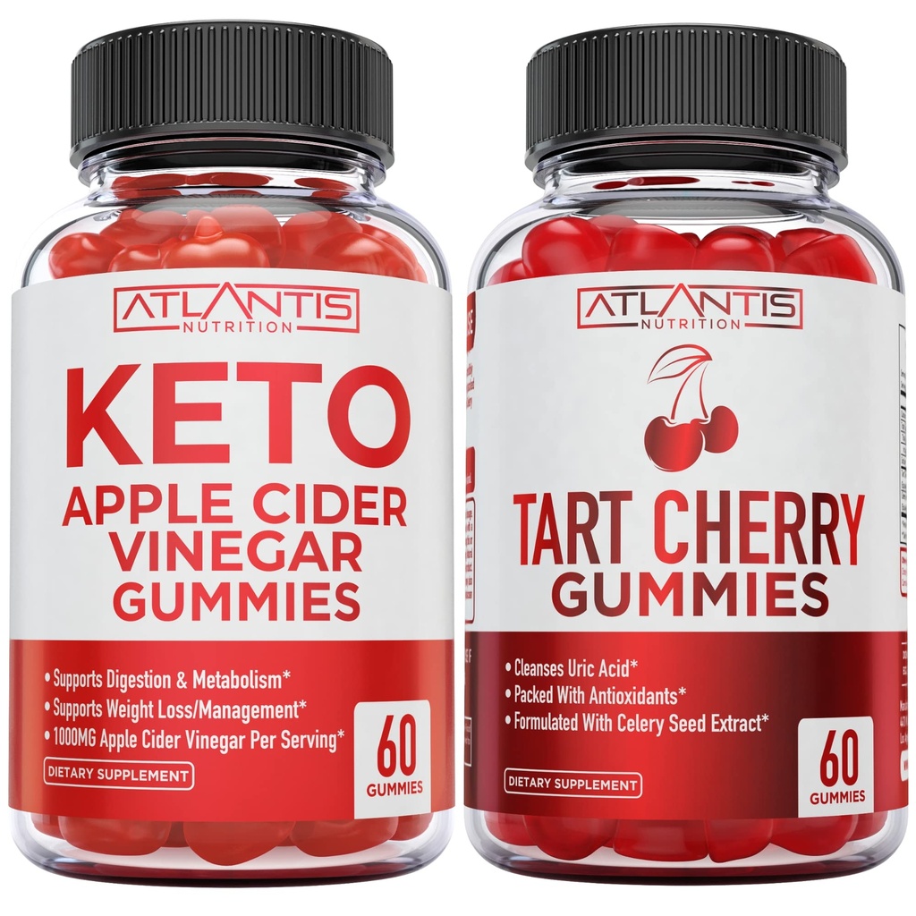 60 Keto Apple Cider Vinegarmies Advanced Weight Loss + 60 Tart Cherry Gummies with Celery Seed