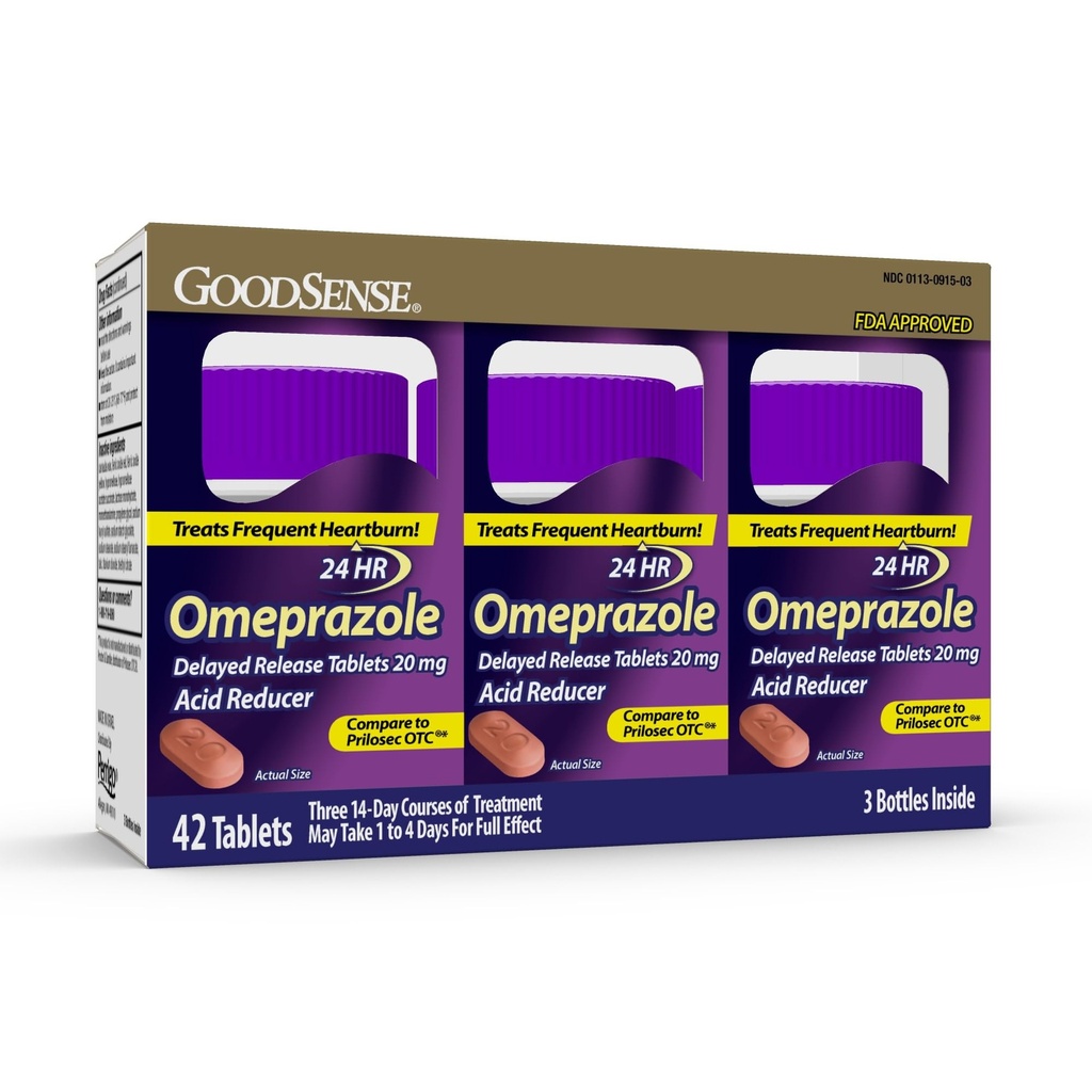 GoodSense Omeprazole נדחה טבליות 20 מ"ג, Stomach Acid להפחית טיפול Frequent Heartburn Treatment, 42 Count