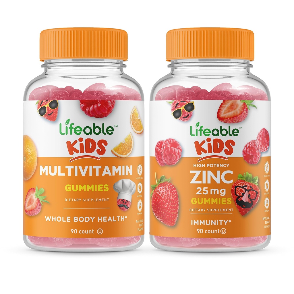 חיים רב ויטמין ילדים + Zinc 25 מ"ג ילדים, חניכיים בונדלה - גדול Tasting, ויטמין תוסף, Gluten Free, GMO חינם, Chewable Gummymy