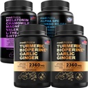 MEDCHOICE Turmeric & ג'ינג'ר (240ct), Sleep Melatonin (90ct), ו- Nootropic Brain (60ct) תוסף Bundle - "הטבעה למוח, שינה ותמיכה במזל" - טבעוני, לא-GMO, Gluten-FreeFree Gluten-Free-Free Gluten-Free-Free Gluten-Free-Free Glutens for Brain, Sleep