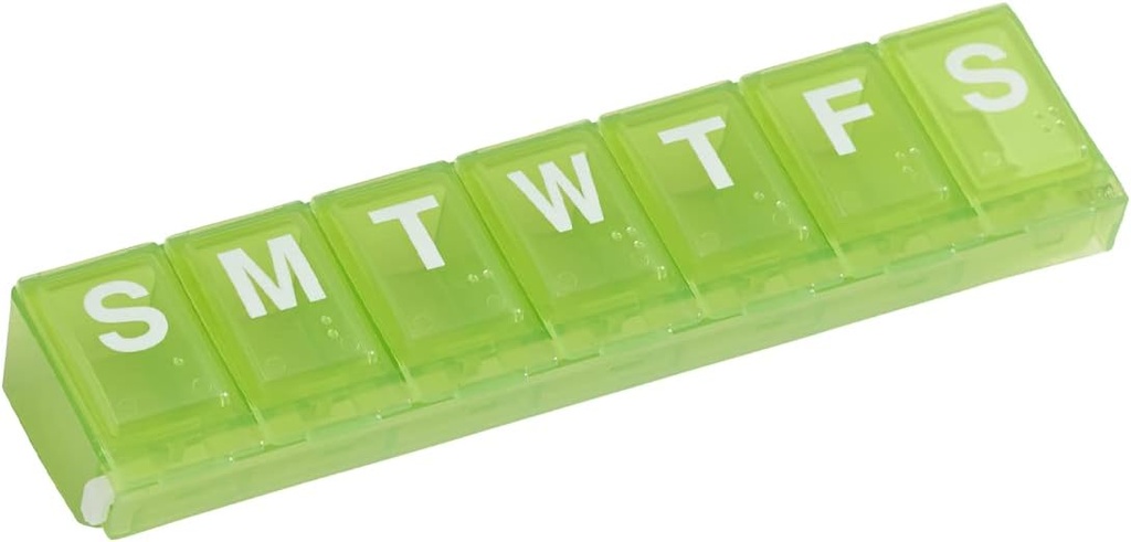 EZY DOSE Weekly (7-Day) Pill Planner, Medicine Case, הויטמין מארגנת Box, השוואת מנעולים גדולים לתרופות מרשם מאובטחות ומניעה ספלינג תאונות, ירוק