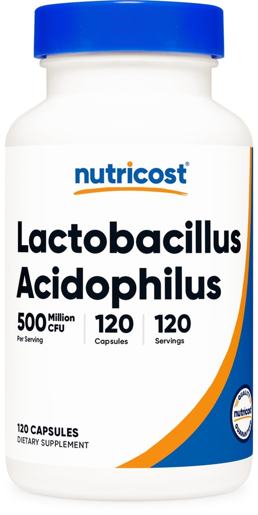 חומרים מזינים Lactobacillus Acidophilus 500 מיליון CFU Per משרת (120 קפסולות)